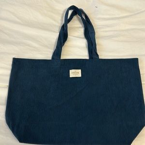 Blue corduroy Sezane tote